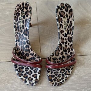 Dolce & Gabbana Leopard Print Heels with Brown Straps
